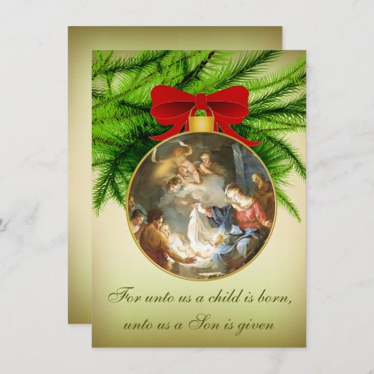 Kerstornamentie Jezus Birth Feestdagenkaart (Voorkant / Achterkant)