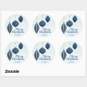Kerstornaments Blue Gold Holiday Ronde Sticker (Vel)