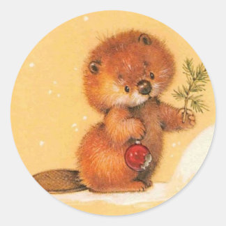 Kerstotter ronde sticker