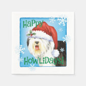 Kerstoude Engelse Sheepdog Napkins Servet (Voorkant)