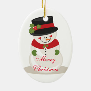 Kerstovaal Ornament/Snowman Keramisch Ornament