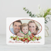 Kerstovalen fotokaart feestdagenkaart (Staand voorkant)