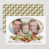 Kerstovalen fotokaart feestdagenkaart (Voorkant / Achterkant)