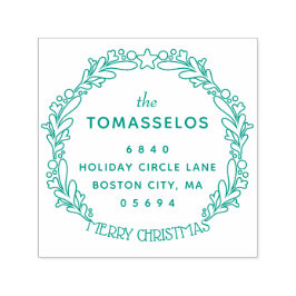 Kerstoverzicht met terugzendadres  zelfinktende stempel