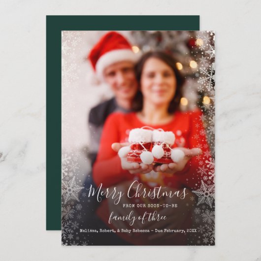 Kerstpaar foto Familie Zwangerschap Aankondiging (Voorkant / Achterkant)