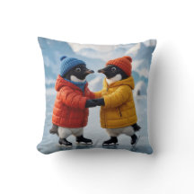 Kerstpaar Pinguïns Schaatsen