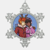 kerstpaar tin sneeuwvlok ornament (Voorkant)