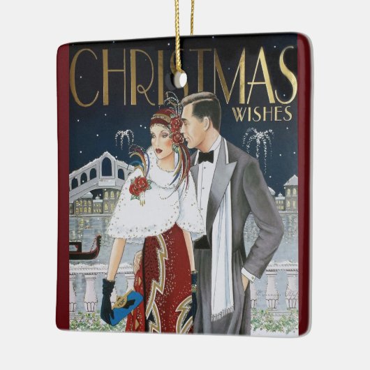 kerstpaar voor retroArt Deco Keramisch Ornament (Links)