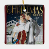 kerstpaar voor retroArt Deco Keramisch Ornament (Voorkant)