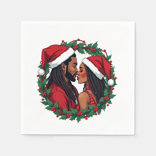 Kerstpaar - Zwarte liefde Servet (Voorkant)