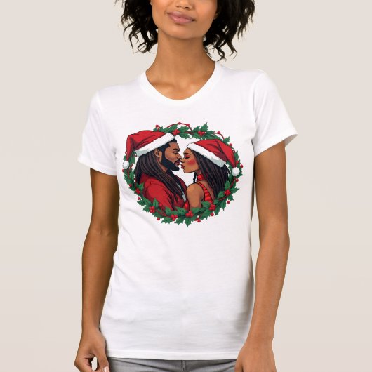 Kerstpaar - Zwarte liefde T-shirt (Voorkant)