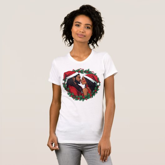 Kerstpaar - Zwarte liefde T-shirt (Voorkant volledig)
