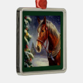 Kerstpaard 1 metalen ornament (Rechts)