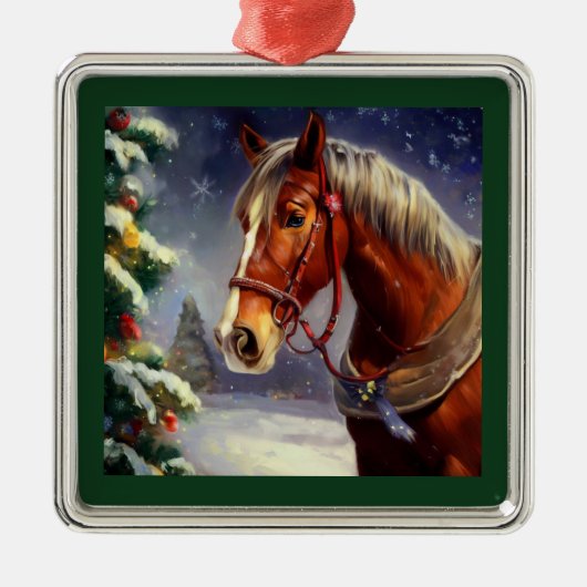 Kerstpaard 1 metalen ornament (Voorkant)