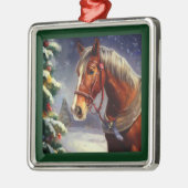 Kerstpaard 1 metalen ornament (Links)