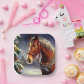 Kerstpaard 1 papieren bordje (Feest)