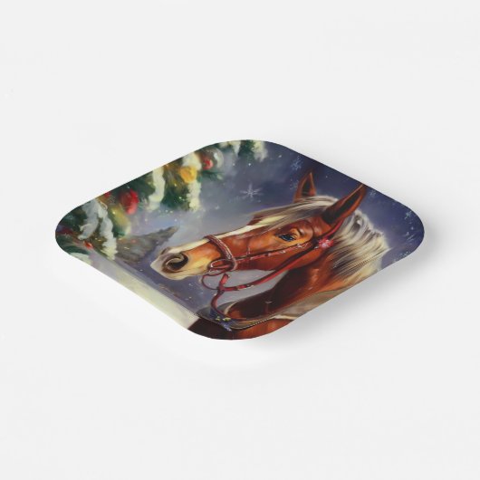 Kerstpaard 1 papieren bordje (Gebogen)