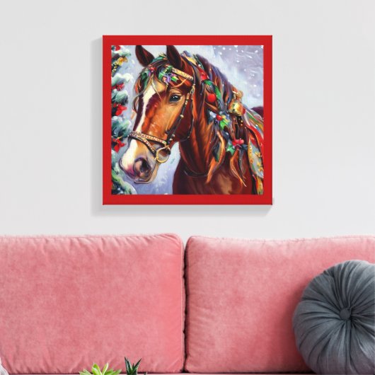 Kerstpaard 2 canvas afdruk (Insitu (Woonkamer))