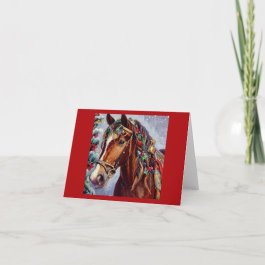 Kerstpaard 2 feestdagen kaart (Voorkant)