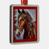 Kerstpaard 2 metalen ornament (Rechts)