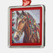 Kerstpaard 2 metalen ornament (Links)