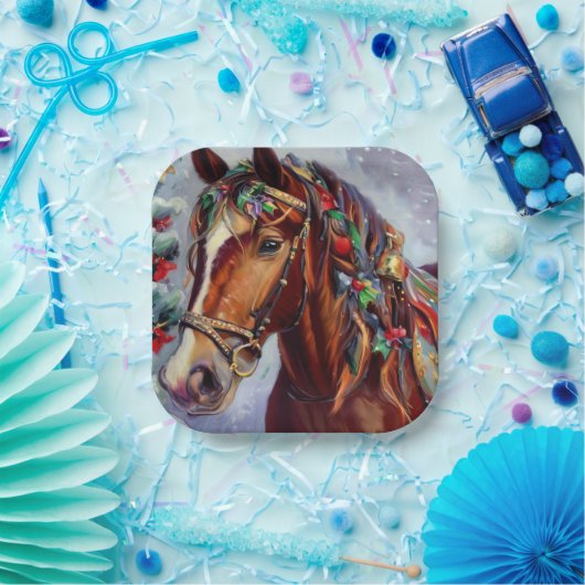 Kerstpaard 2 papieren bordje (Feest)