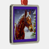 Kerstpaard 3 metalen ornament (Rechts)