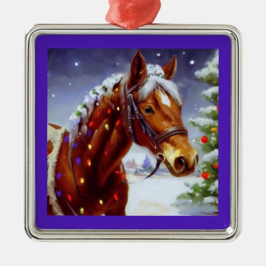 Kerstpaard 3 metalen ornament (Voorkant)