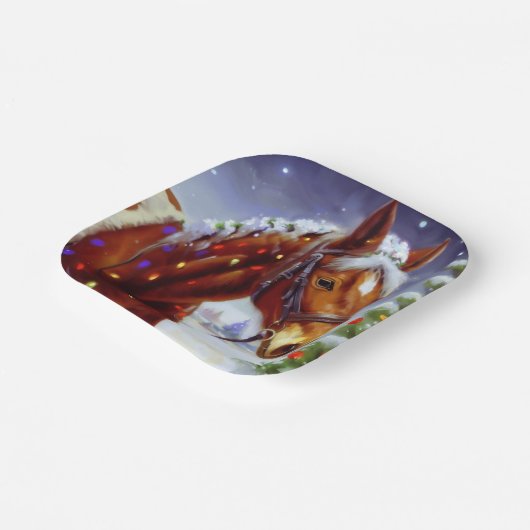 Kerstpaard 3 papieren bordje (Gebogen)