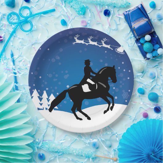Kerstpaard Dressage Winter Papieren Bordje (Feest)