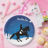 Kerstpaard Dressage Winter Papieren Bordje (Feest)