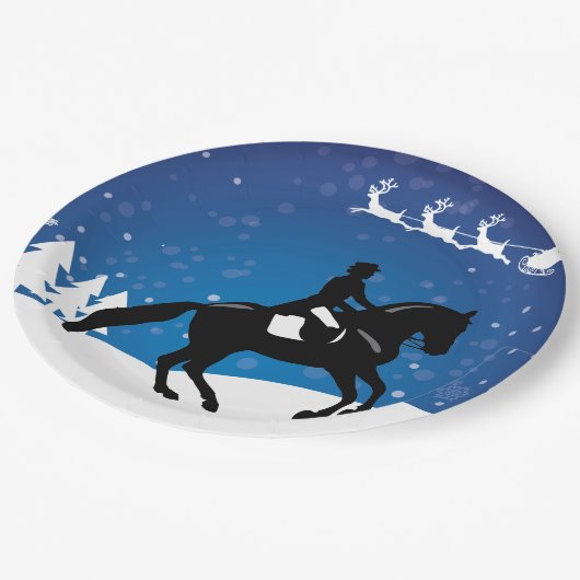 Kerstpaard Dressage Winter Papieren Bordje (Gekanteld)