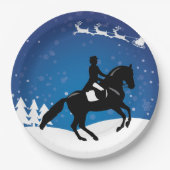 Kerstpaard Dressage Winter Papieren Bordje (Voorkant)
