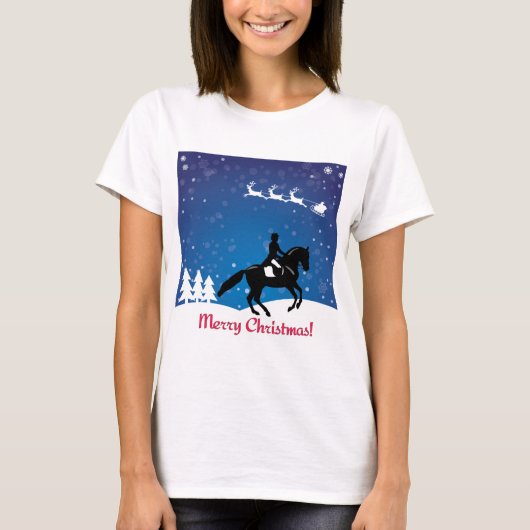 Kerstpaard Dressage Winter T-shirt (Voorkant)