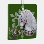 Kerstpaard en kardinalen tweezijdig Ornament (Rechts)