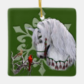 Kerstpaard en kardinalen tweezijdig Ornament (Voorkant)