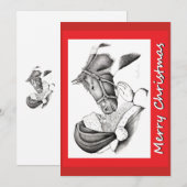 Kerstpaard en kerstman feestdagenkaart (Voorkant / Achterkant)