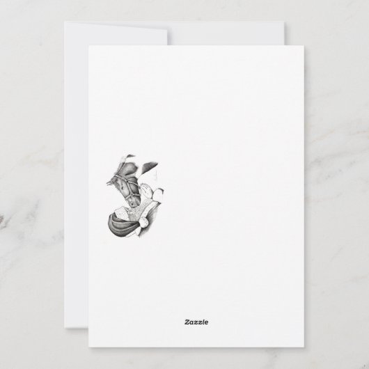 Kerstpaard en kerstman feestdagenkaart (Achterkant)