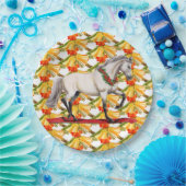 Kerstpaard en klokken Origineel Art Design Papieren Bordje (Feest)