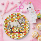 Kerstpaard en klokken Origineel Art Design Papieren Bordje (Feest)