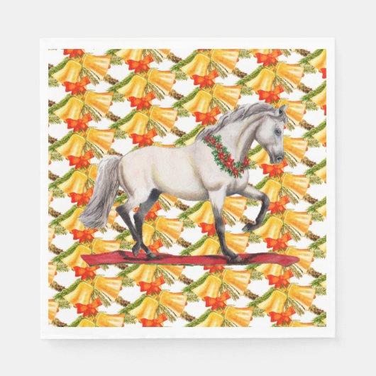 Kerstpaard en klokken Origineel Art Design Servet (Voorkant)