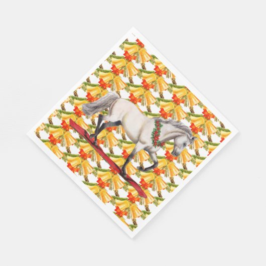 Kerstpaard en klokken Origineel Art Design Servet (Hoek)