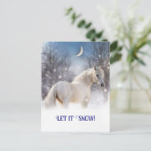 Kerstpaard en sneeuw feestdagenkaart (Staand voorkant)