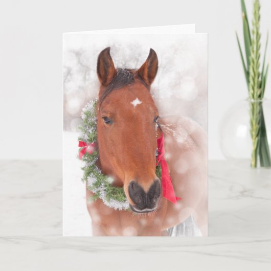 kerstpaard feestdagen kaart (Voorkant)