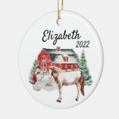 Kerstpaard in het Western sneeuwbal  Keramisch Ornament (Links)