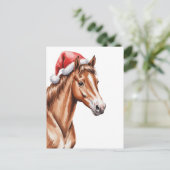 Kerstpaard in kerstmuts feestdagenkaart (Staand voorkant)