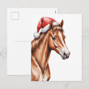Kerstpaard in kerstmuts feestdagenkaart