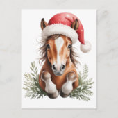 Kerstpaard in kerstmuts feestdagenkaart (Voorkant)