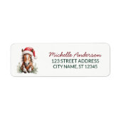 Kerstpaard in kerstmuts Retouradres Etiket (Voorkant)