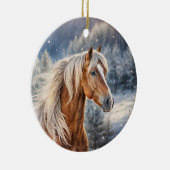 Kerstpaard in Snow Long Mane Keramisch Ornament (Rechts)